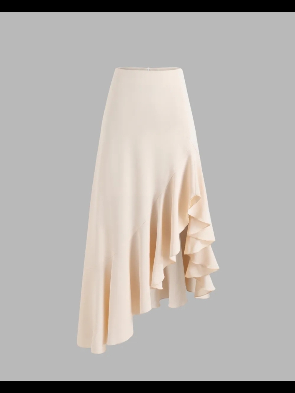 Women's Asymmetric Ruffle Skirt - Cream